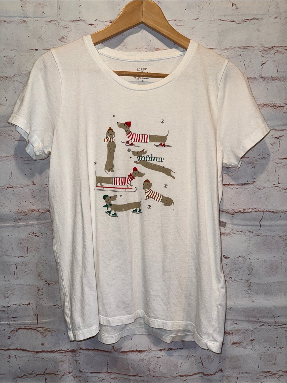 J. Crew Festive winter Dachshund Graphic Tee Medium short sleeve doxi
